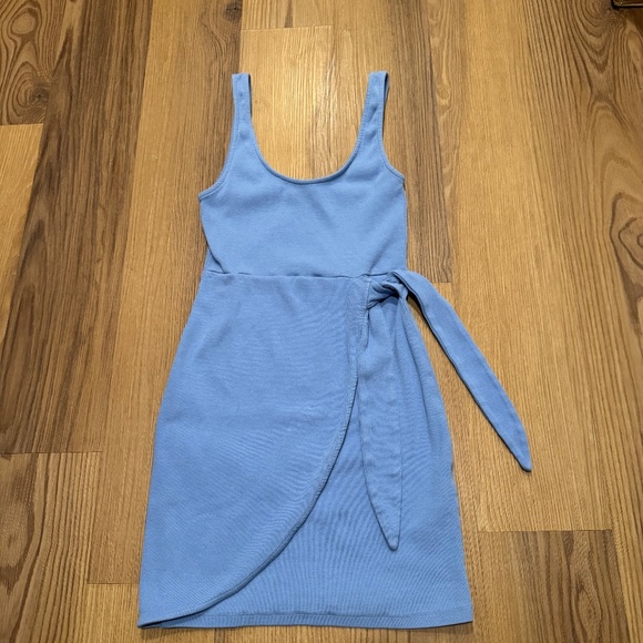 Zara summer sundress cotton mini bodycon sleeveless blue suze M - Picture 2 of 4
